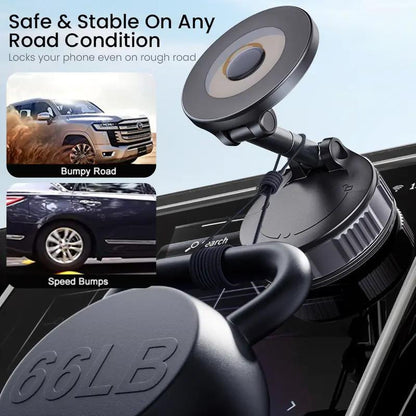 Magnetic Vacuum Phone Holder – Foldable Adjustable Car Mount with Strong Suction