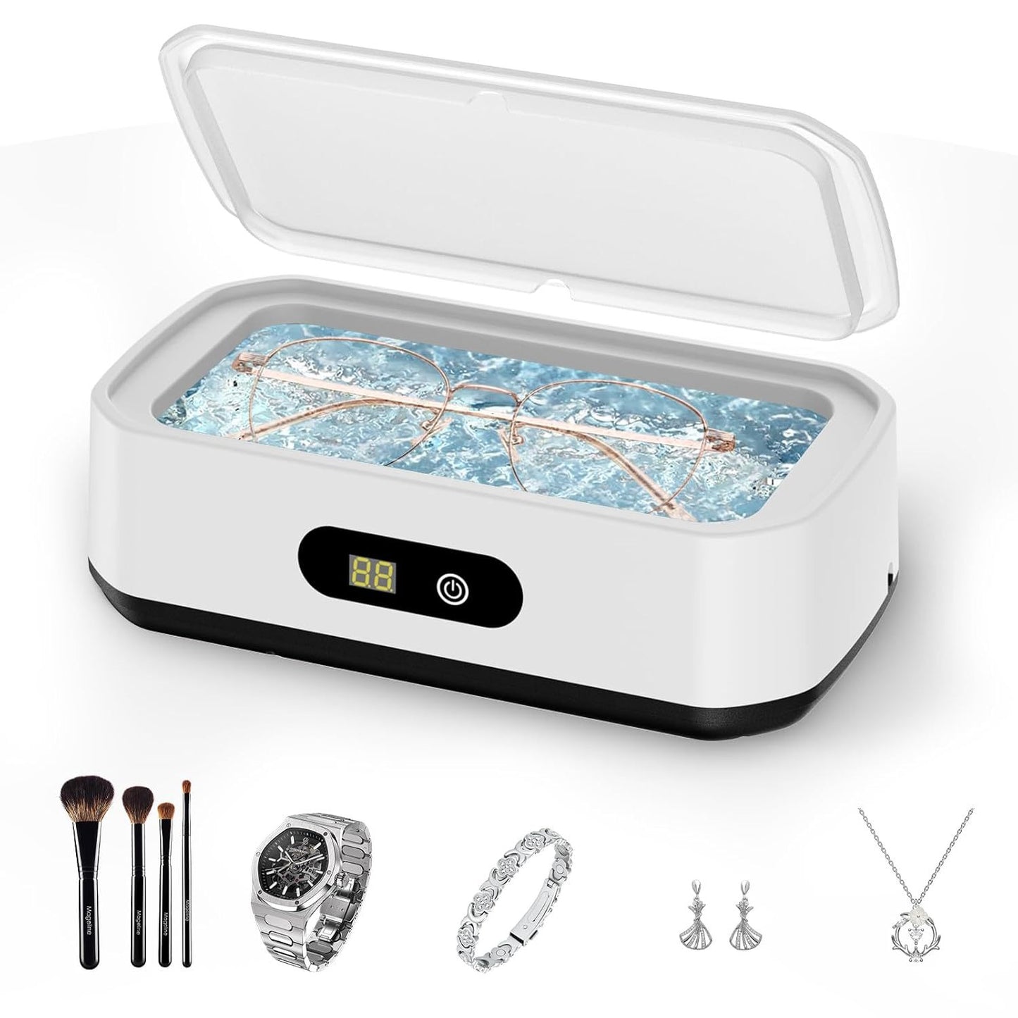 High-Capacity 49 KHz Ultrasonic Eyeglass Cleaner – 501–700ml Digital LED Display with Adjustable Temperature
