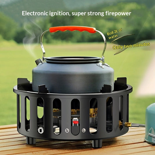 Portable Cassette Stove for Outdoor Cooking, All-in-One Gas Stove, Black Cartridge Stove for Camping, Hiking & Picnics