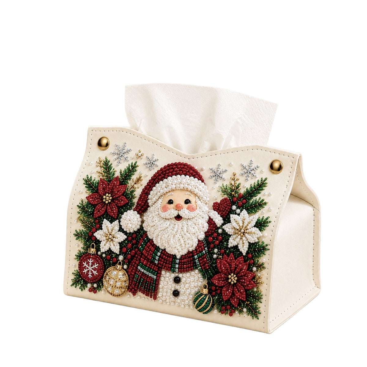 Christmas Elegance – Decorative Beaded Tissue Box Cover