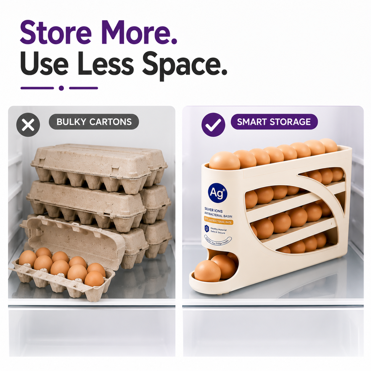 Rolling Slide Egg Storage Box – 4-Layers Organizer