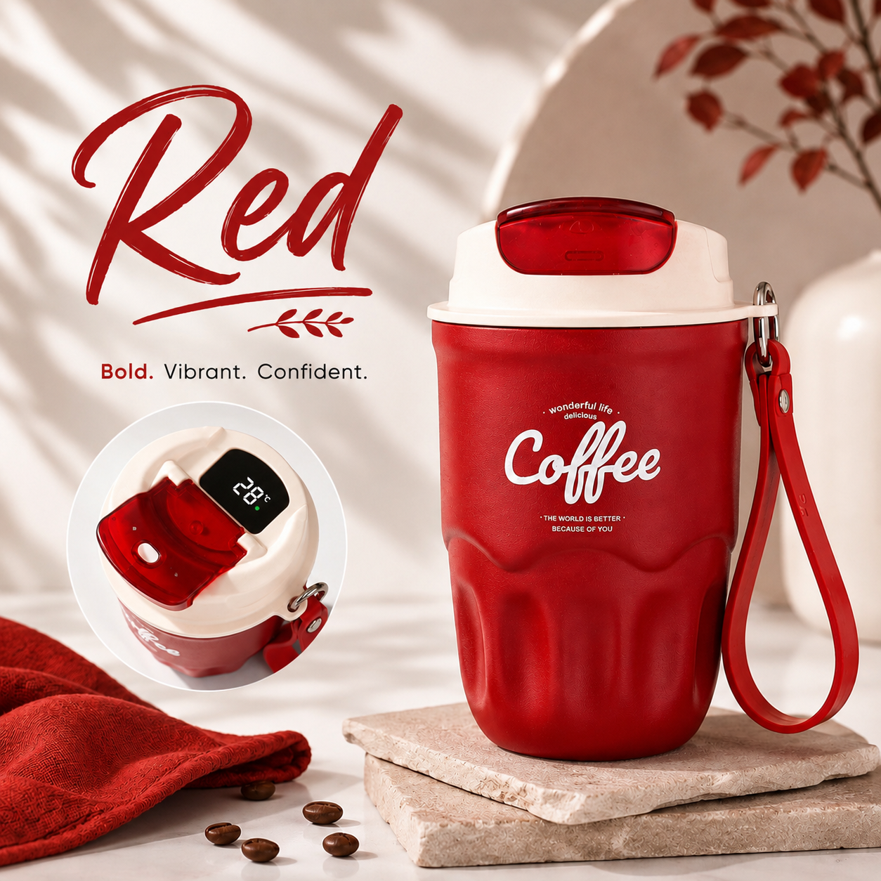 Smart Temperature Monitoring Stainless Steel Coffee Cup – 360ml