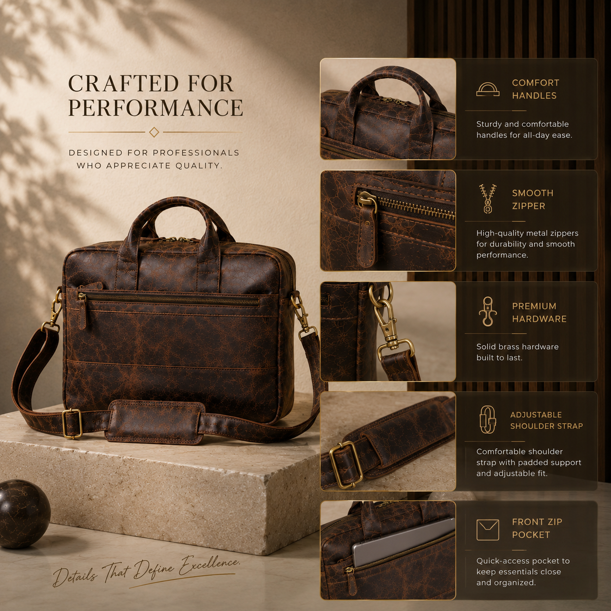 Vintage Brown Executive Briefcase | 100% Genuine Leather