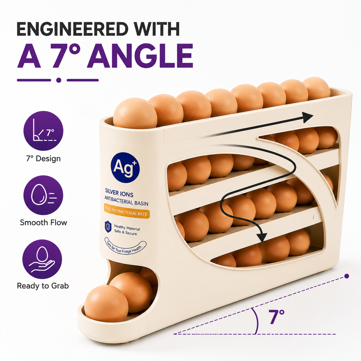 Rolling Slide Egg Storage Box – 4-Layers Organizer