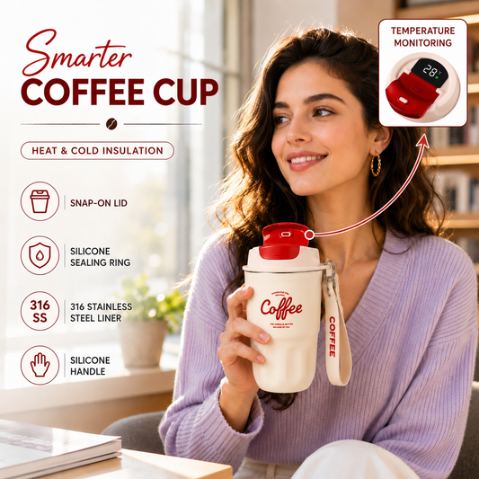 Smart Temperature Monitoring Stainless Steel Coffee Cup – 360ml