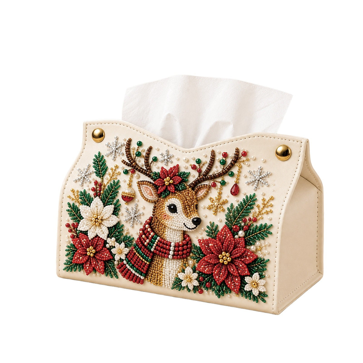 Christmas Elegance – Decorative Beaded Tissue Box Cover