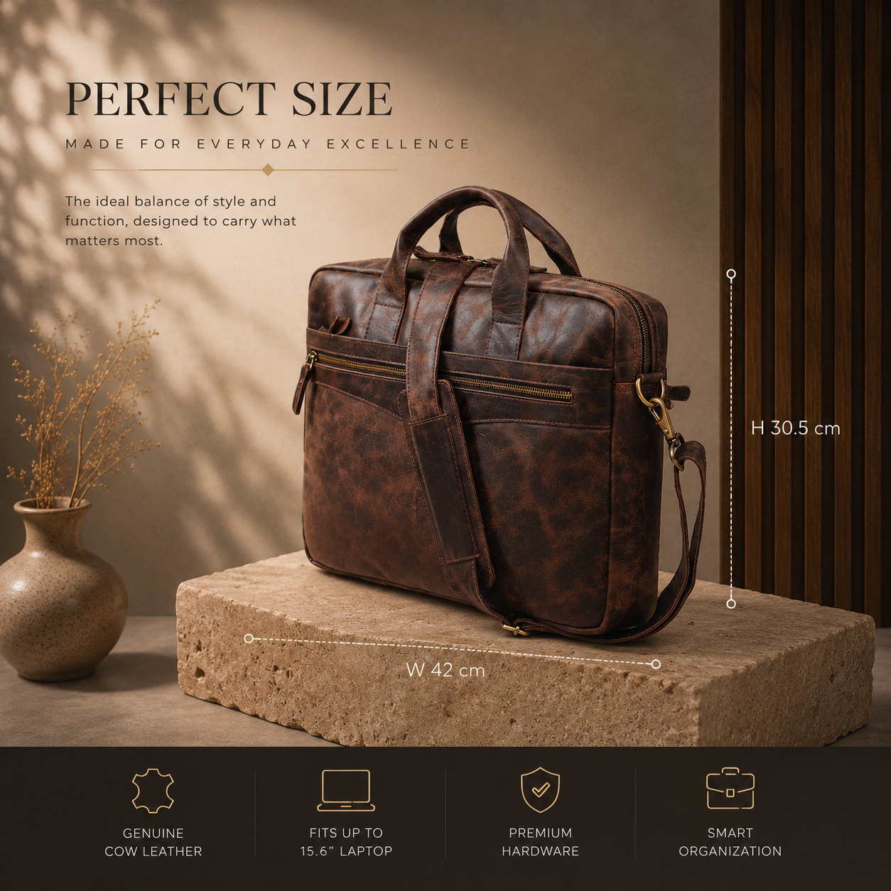 Vintage Brown Executive Briefcase | 100% Genuine Leather