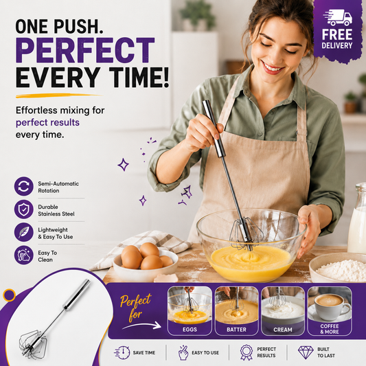 Stainless Steel Semi-Automatic Egg Beater