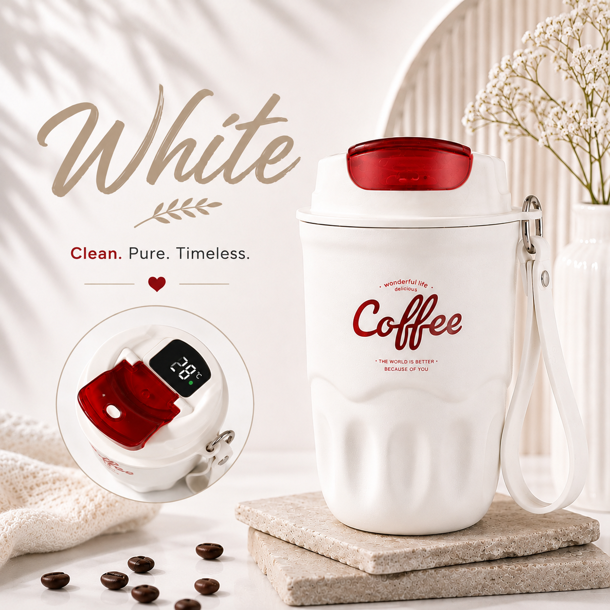 Smart Temperature Monitoring Stainless Steel Coffee Cup – 360ml