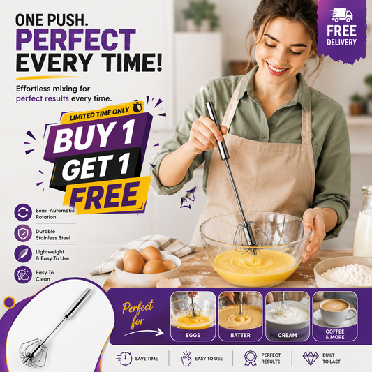 Stainless Steel Semi-Automatic Egg Beater