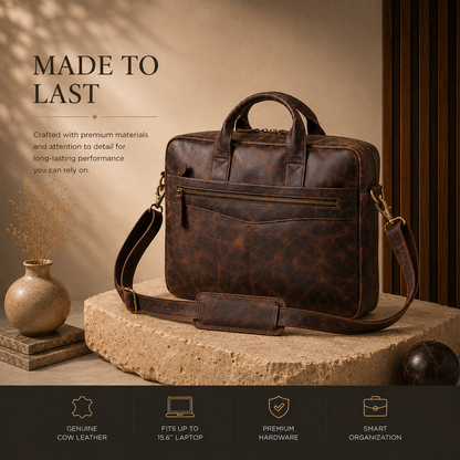 Vintage Brown Executive Briefcase | 100% Genuine Leather