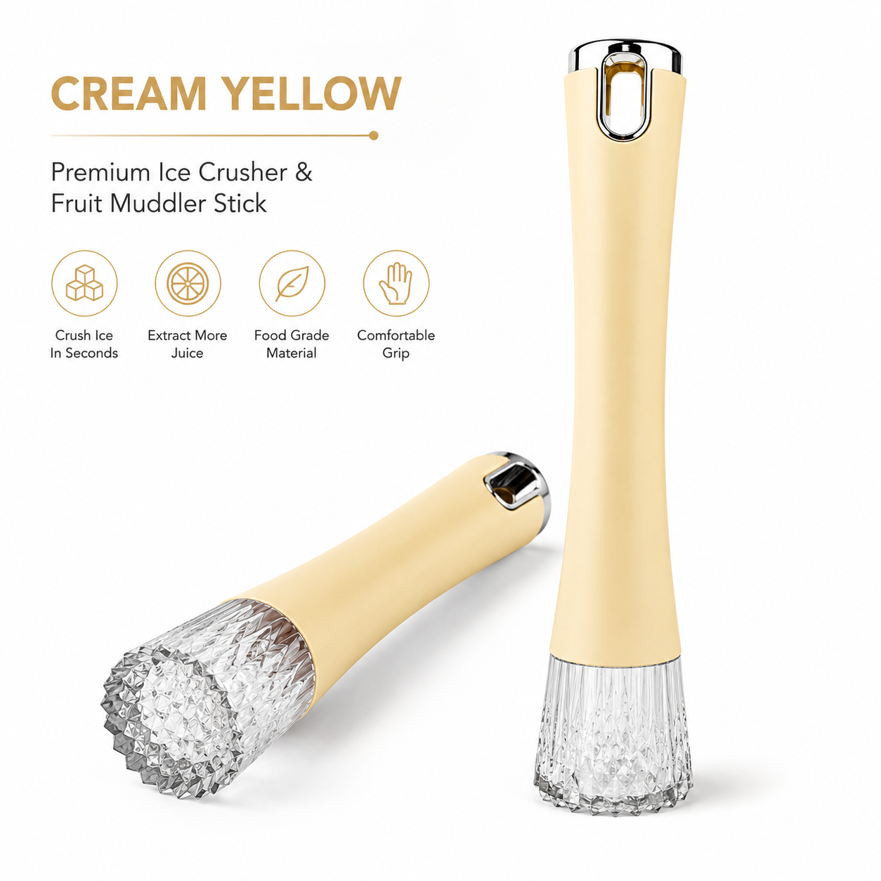 2-in-1 Ice Crusher & Fruit Muddler Stick - Set of 2