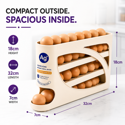 Rolling Slide Egg Storage Box – 4-Layers Organizer