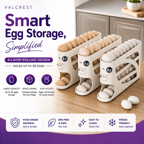 Rolling Slide Egg Storage Box – 4-Layers Organizer