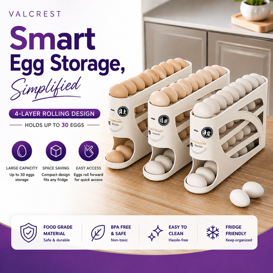 Rolling Slide Egg Storage Box – 4-Layers Organizer