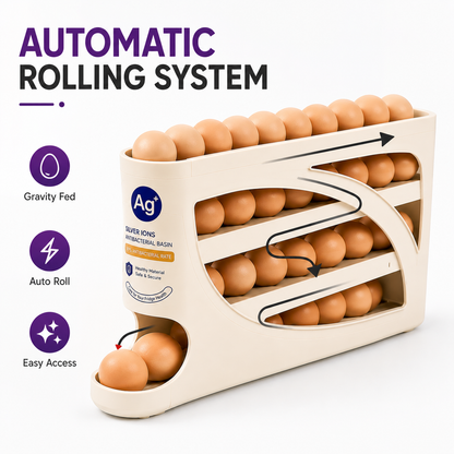Rolling Slide Egg Storage Box – 4-Layers Organizer
