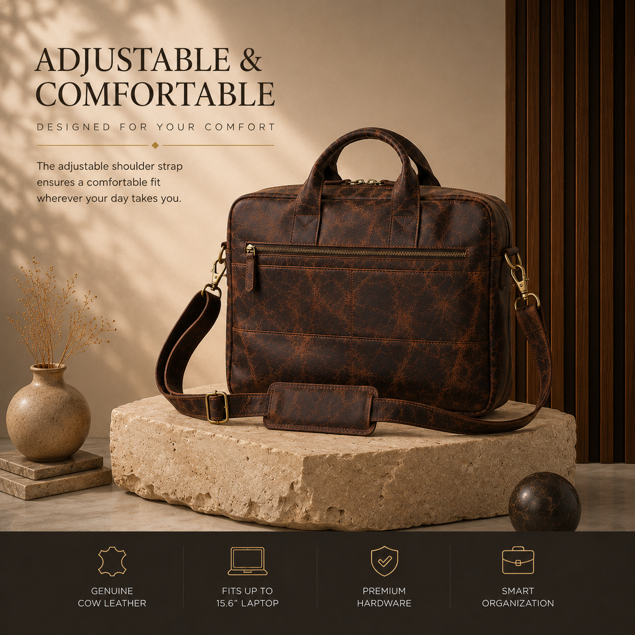 Vintage Brown Executive Briefcase | 100% Genuine Leather