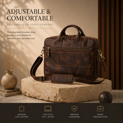Vintage Brown Executive Briefcase | 100% Genuine Leather